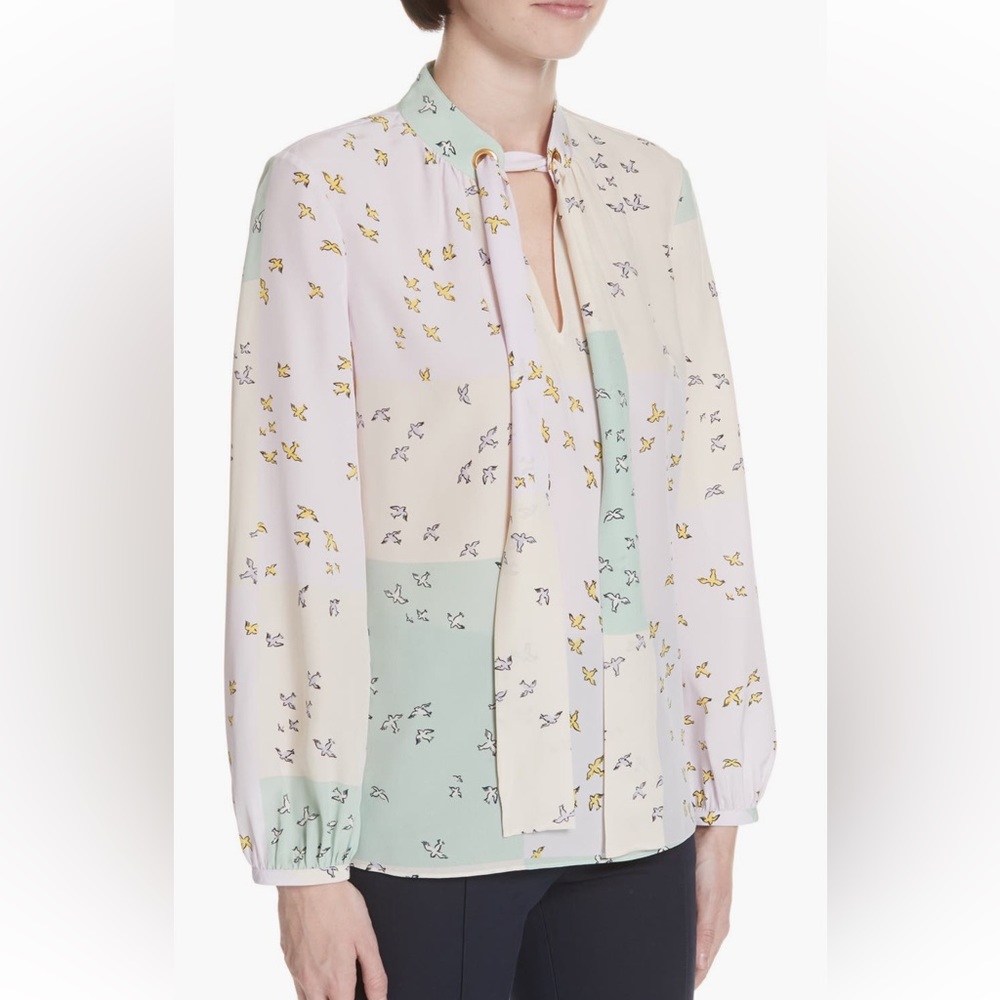 Tory Burch Patchwork Neck Tie Blouse - image 4